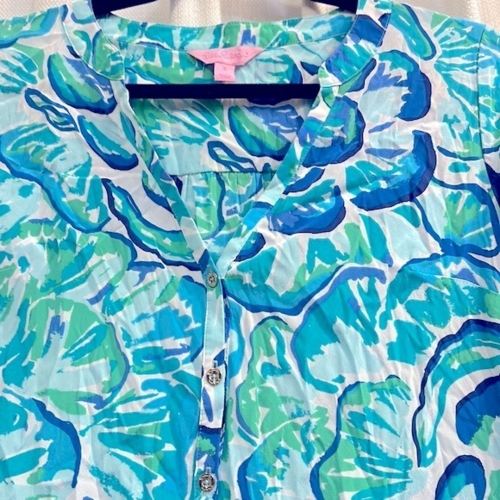 LILLY PULITZER Womens Agate Green Lazy River Delphine Stretch Silk Tunic Dress S - Picture 6 of 11